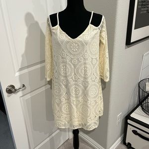 Lace Off The Shoulder Bell Sleeve A Line Dress Size M